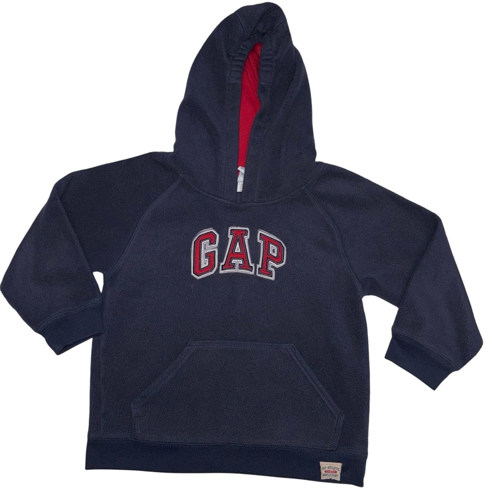 GAP Navy Blue Fleece Hooded Sweatshirt w/RED GAP logo Size 5 years